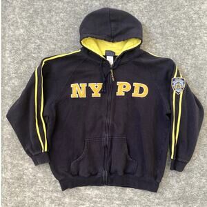 NYPD hoodie zip up New York Police Department official embroidered blue mens 2XL